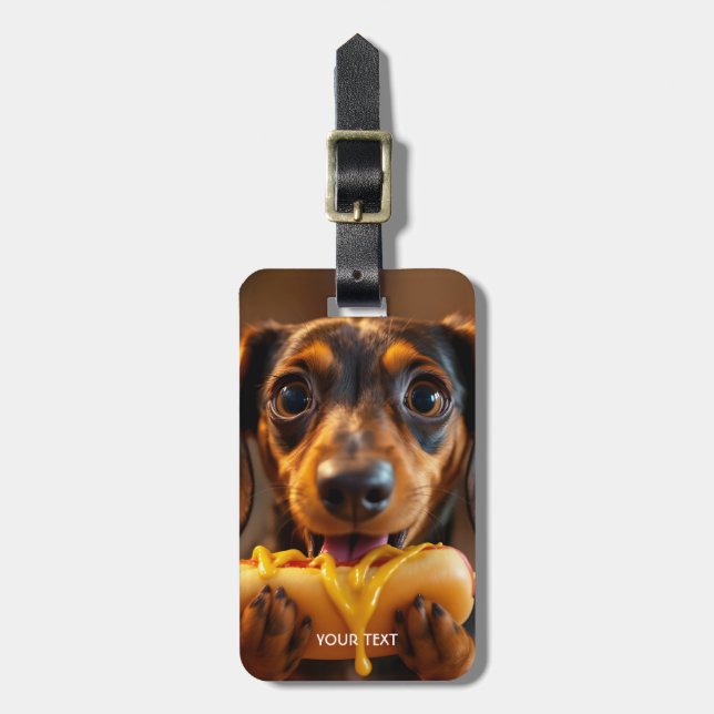Fantasy Cute Dog Hot Dog Luggage Tag (Front Vertical)