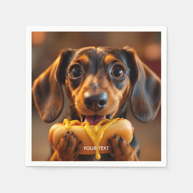 Fantasy Cute Dog Hot Dog Napkin (Front)
