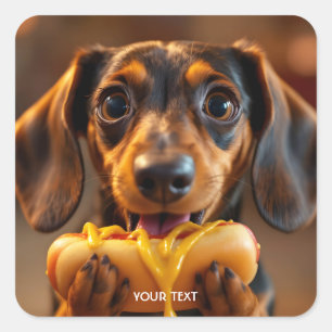 Fantasy Cute Dog Hot Dog Square Sticker