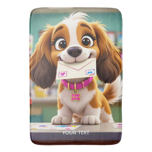 Fantasy Cute  Dog Post Letter Bath Mat (Front Vertical)