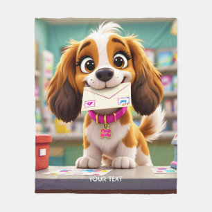 Fantasy Cute Dog Post Letter Fleece Blanket