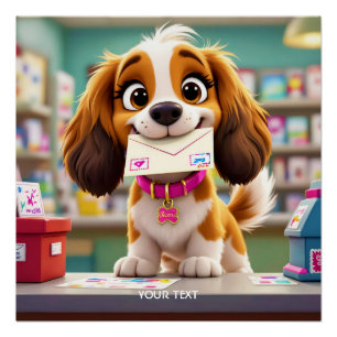 Fantasy Cute Dog Post Letter Poster