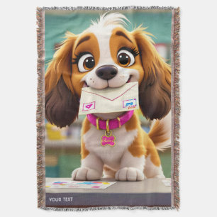 Fantasy Cute  Dog Post Letter Throw Blanket