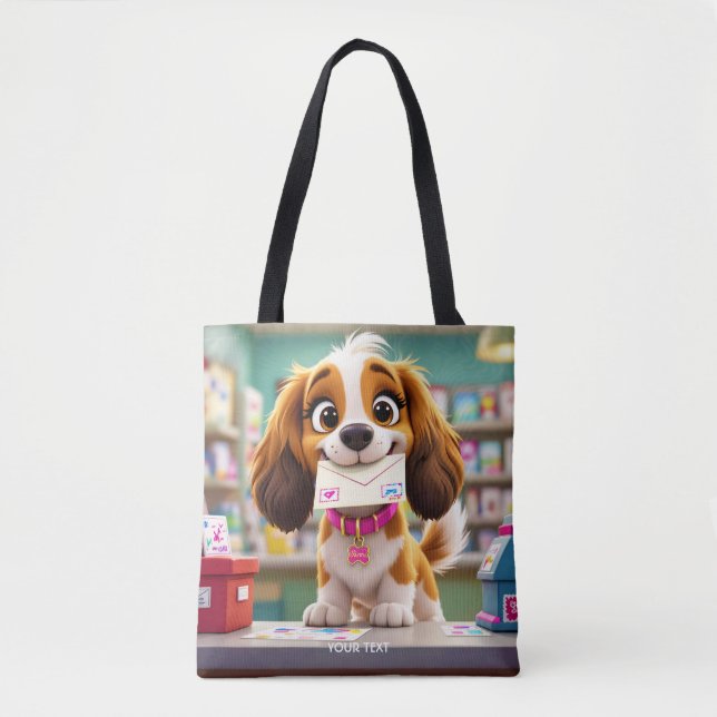 Fantasy Cute  Dog Post Letter Tote Bag (Front)