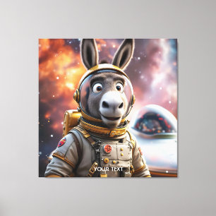 Fantasy Cute Donkey Astronaut Space Canvas Print