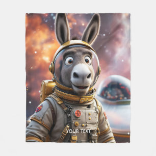 Fantasy Cute Donkey Astronaut Space Fleece Blanket