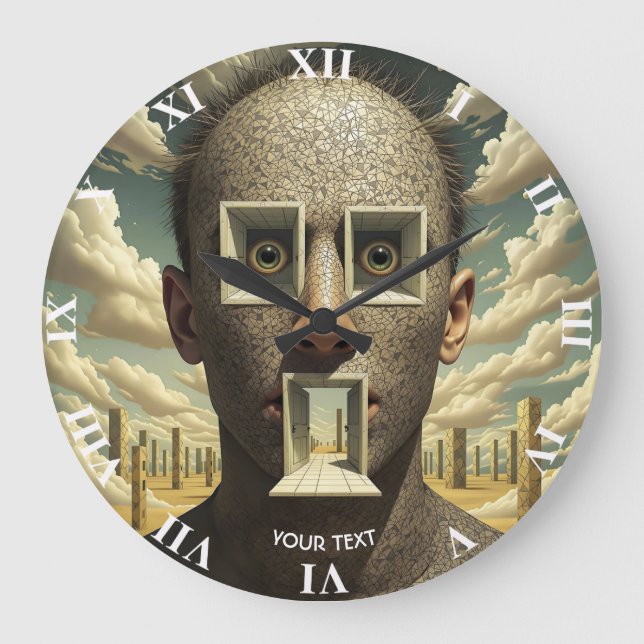 Fantasy Cute Door Windows Man Large Clock (Front)