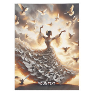 Fantasy Cute Doves Dance Girl Tablecloth
