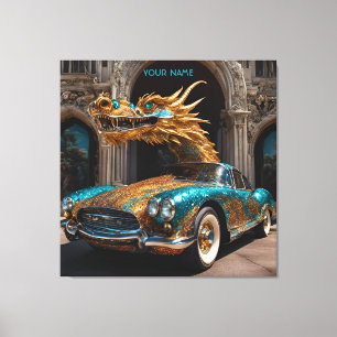 Fantasy Cute Dragon Car Mix Canvas Print