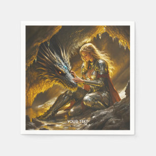 Fantasy Cute Dragon Female Warrior Napkin