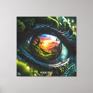 Fantasy Cute Dragon Landscape Eye Canvas Print
