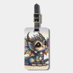 Fantasy Cute Dragon Stained Glass Luggage Tag