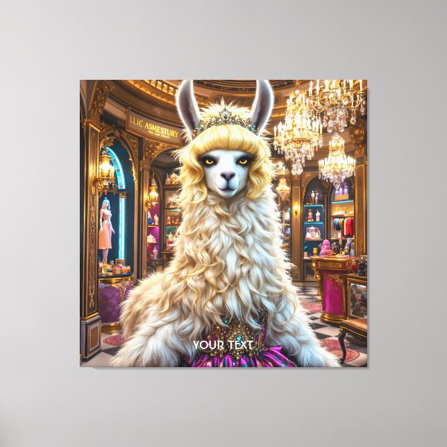 Fantasy Cute Drama Llama Queen Canvas Print (Front)