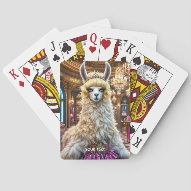 Fantasy Cute Drama Llama Queen Playing Cards (Back)