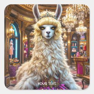 Fantasy Cute Drama Llama Queen Square Sticker