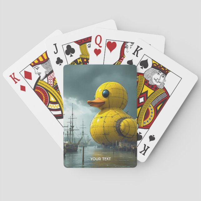 Fantasy Cute Duck War Ship Playing Cards (Back)