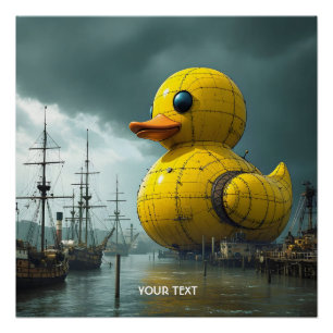 Fantasy Cute Duck War Ship Poster
