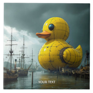 Fantasy Cute Duck War Ship Tile