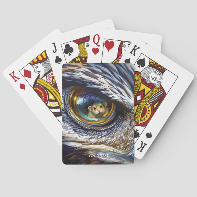 Fantasy Cute Eagle Eyes Mouse Playing Cards (Back)