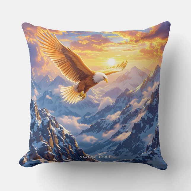 Fantasy Cute Eagle Mountains Sunrise Cushion (Front)