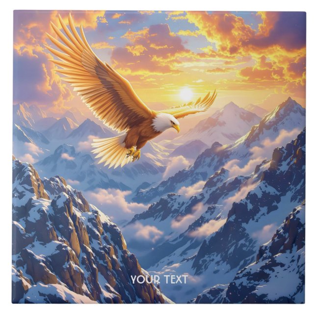 Fantasy Cute Eagle Mountains Sunrise Tile (Front)
