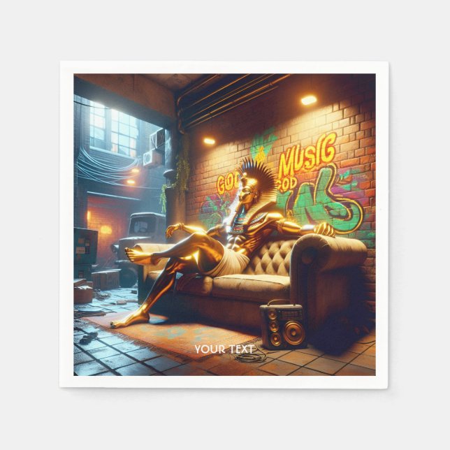 Fantasy Cute Egyptian God Music. Napkin (Front)