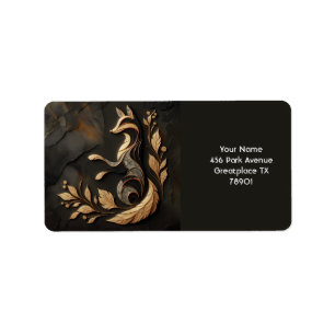 Fantasy Cute Elegant Fox Drawing Label