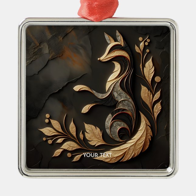 Fantasy Cute  Elegant Fox Drawing Metal Tree Decoration (Front)