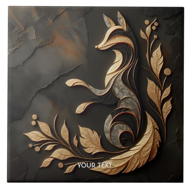 Fantasy Cute  Elegant Fox Drawing Tile (Front)