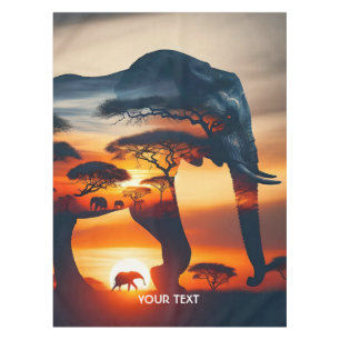 Fantasy Cute Elephant Double Exposition Tablecloth