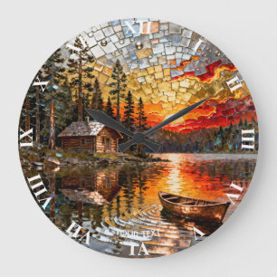 Fantasy Cute Embossed Metal Landscape Large Clock