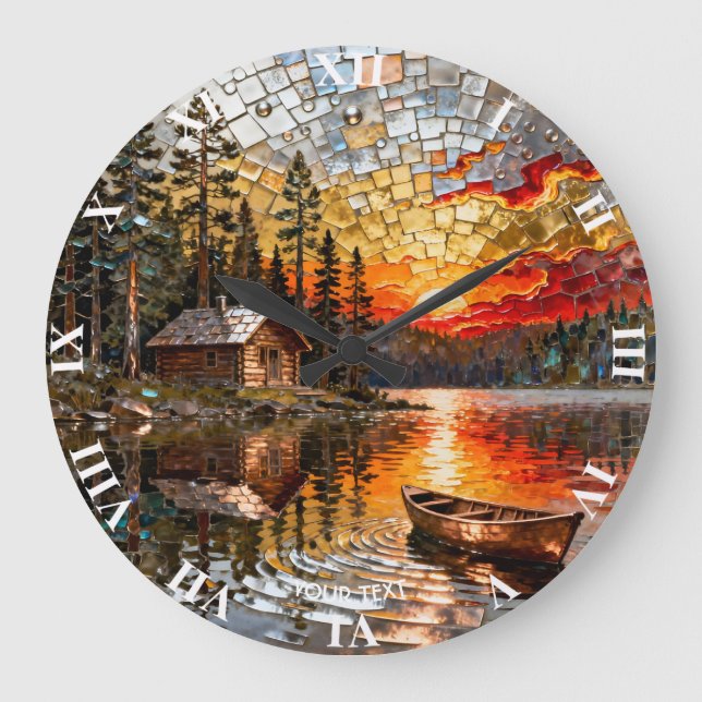 Fantasy Cute Embossed Metal Landscape Large Clock (Front)