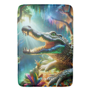 Fantasy Cute Enchanted Crocodile Jungle Bath Mat