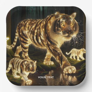 Fantasy Cute Enchanted Tiger Family Paper Plate
