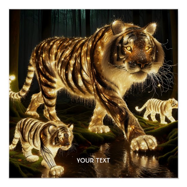 Fantasy Cute Enchanted Tiger Family Poster (Front)