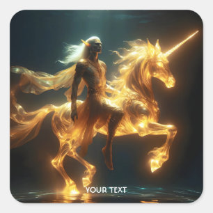 Fantasy Cute Ethereal Underwater Unicorn Square Sticker
