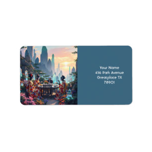 Fantasy Cute Exotic Planet Tea Label