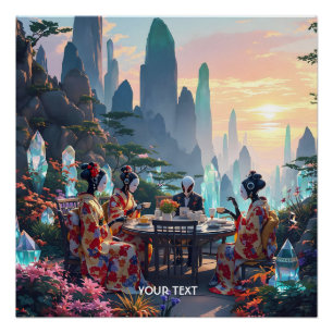 Fantasy Cute Exotic Planet Tea Poster