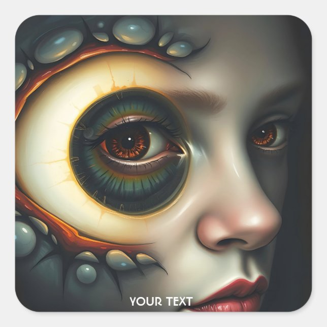 Fantasy Cute Eye Lips Girl Square Sticker (Front)
