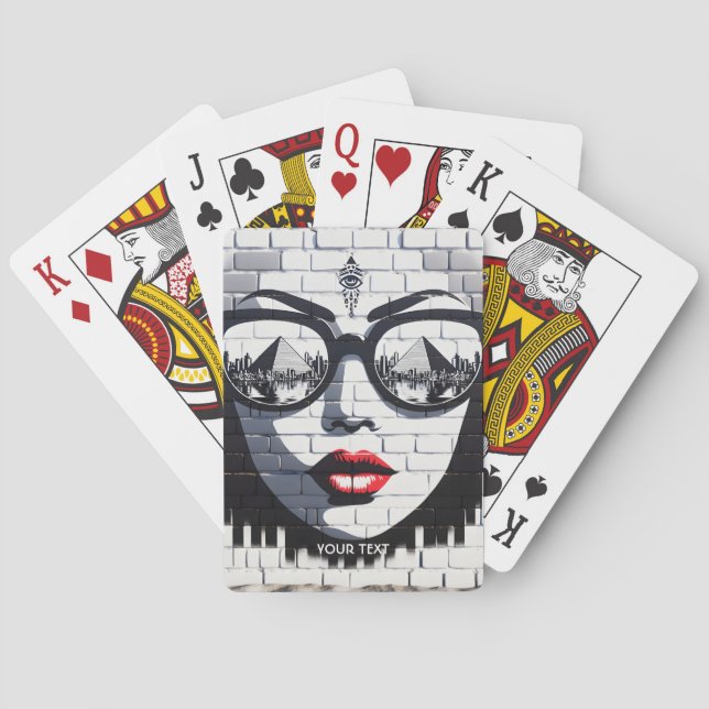 Fantasy Cute Face Wall Egypt Playing Cards (Back)