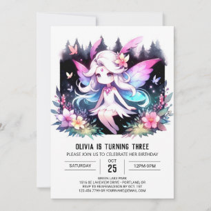 Fantasy Cute Fairy Birthday Invitation