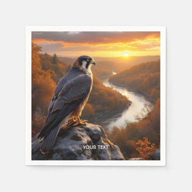 Fantasy Cute Falcon Sunset Fall Napkin (Front)