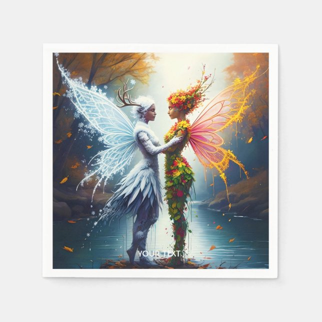 Fantasy Cute Fall Winter Spirits Napkin (Front)