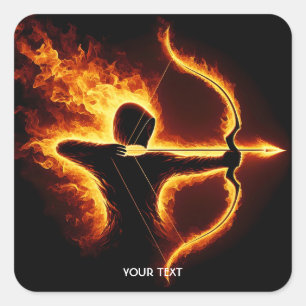 Fantasy Cute Fire Archer Bow Square Sticker
