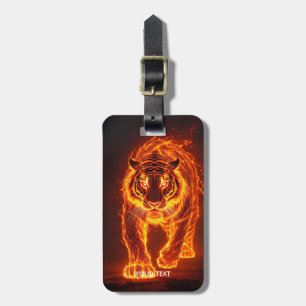 Fantasy Cute Fire Big Tiger  Luggage Tag