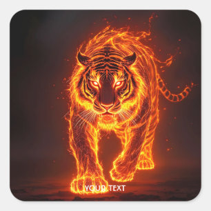 Fantasy Cute Fire Big Tiger  Square Sticker