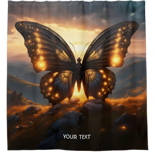 Fantasy Cute Fire Inspired Butterfly Shower Curtain (Front)