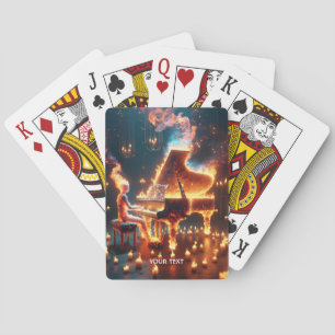 Fantasy Cute Fire Piano Girl Playing Cards