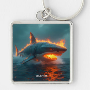 Fantasy Cute Fire Shark Sea Key Ring