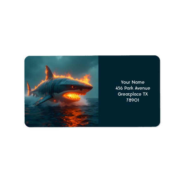 Fantasy Cute Fire Shark Sea Label (Front)